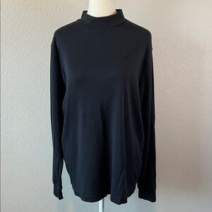Lands End 100% Cotton Mockneck Long Sleeve TShirt Black Size Medium